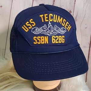 USS Tecumseh SSBN-6286 Mesh Snapback Cap Hat Navy Blue Boat Submarine Ship